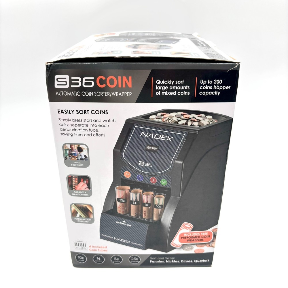 Nadex (NXTE-1895) Automatic Coin Sorter/Wrapper Machine Model S36 – Black