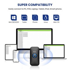 Mini 1D Bluetooth Barcode Scanner 3-in-1 USB Wireless Portable Reader