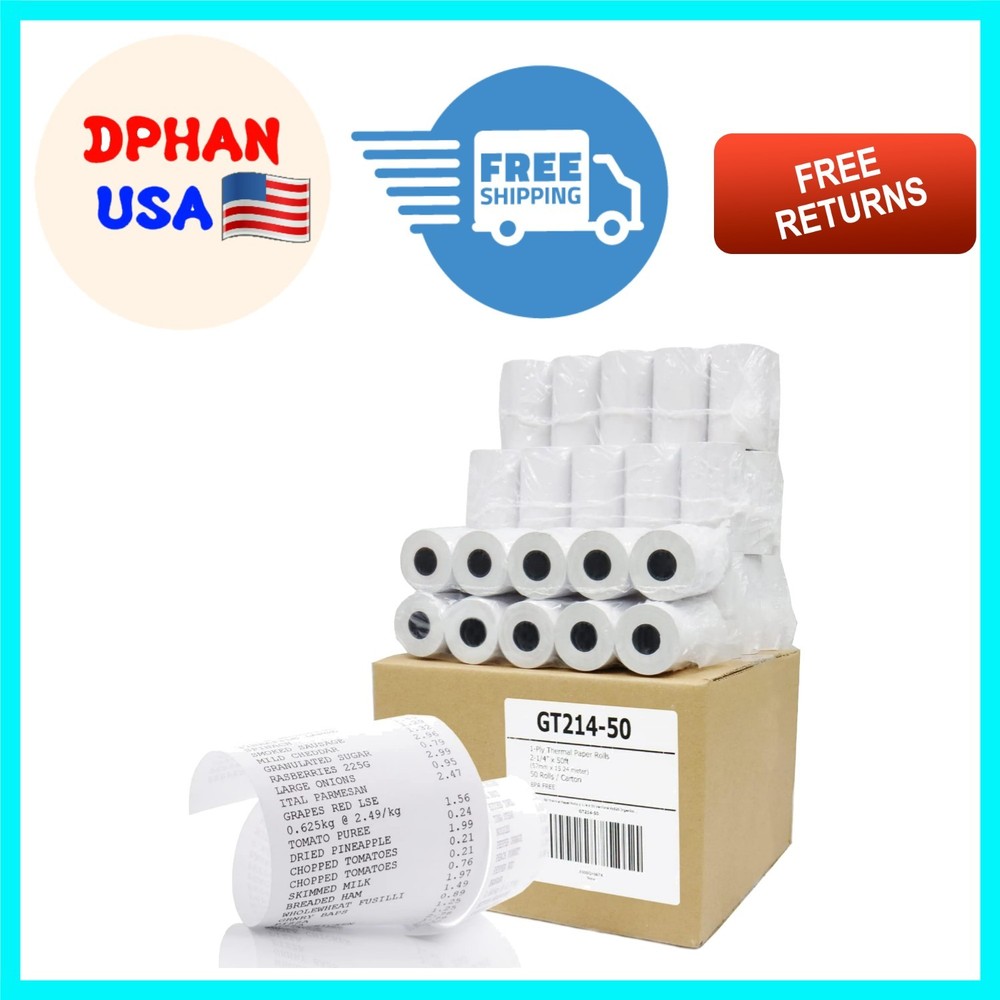48gsm Thermal Paper Rolls – 50 Count, 2-1/4″ x 50′ – Eco-Friendly Safety