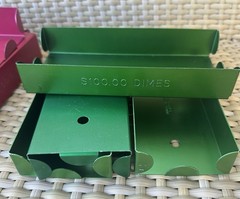 Lot of Metal Coin Trays Roll Holders – Aluminum Bank Coins