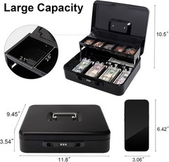 Durable Water-Resistant Cash Box with Sliding Lid and Combination Lock – 392 In³