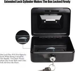Elegant Small Cash Box with Lock – Stylish Metal Coin Bank for Home & Office
