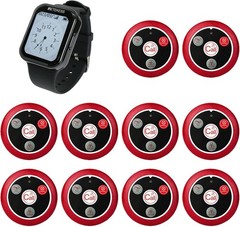 Restaurant Wireless Pager Calling System Waiter Watch & 10 Call Buttons Cafe Bar