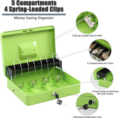 Locking Cash Box with Lock,Money Box with Cash Tray,Lock Safe Box with Key Money