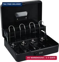 xydled Cash Box with Money Tray and Combination Lock,Tiered, Cantilever Design,4