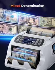 IMC22 Money Counter Machine Mixed Denomination, Dual-Display, CIS/UV/IR/MG Count