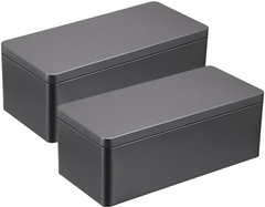 2 Packs Black Metal Cash Box Rectangular Money Organizer with Lid Currency Stora