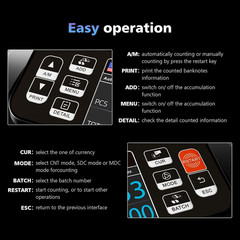 Cash Counter with 3.5” HD Dual TFT Display, UV/MG/IR/DD Counterfeit Detection, P