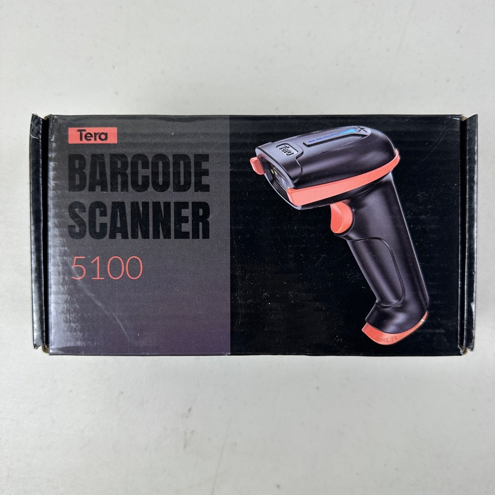 Tera Barcode Scanner Wireless 1D Laser Cordless Barcode Reader USB 5100 Orange
