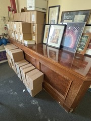 Commercial Solid Wood Café Counter, 2-Piece Set w/ Side Section, Paneled Front