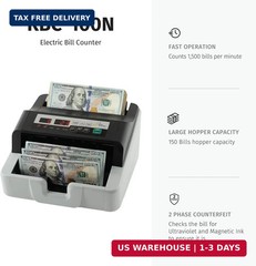 Royal Sovereign USD High Speed Bill Counter with UV/MG Counterfeit Detection, Hi