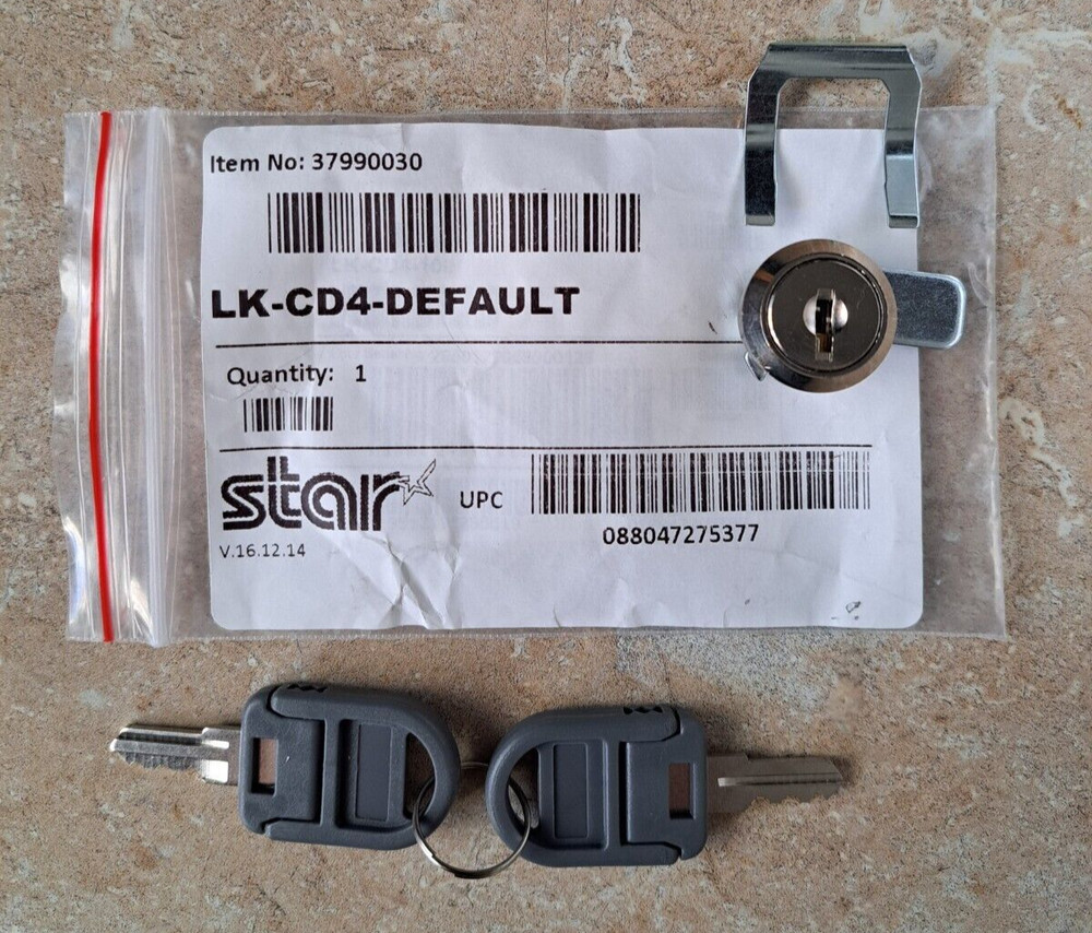 Star Choice CD4-1416 CD4-1616 Cash Drawer Lock w/ No / Blank Code & Folding Keys