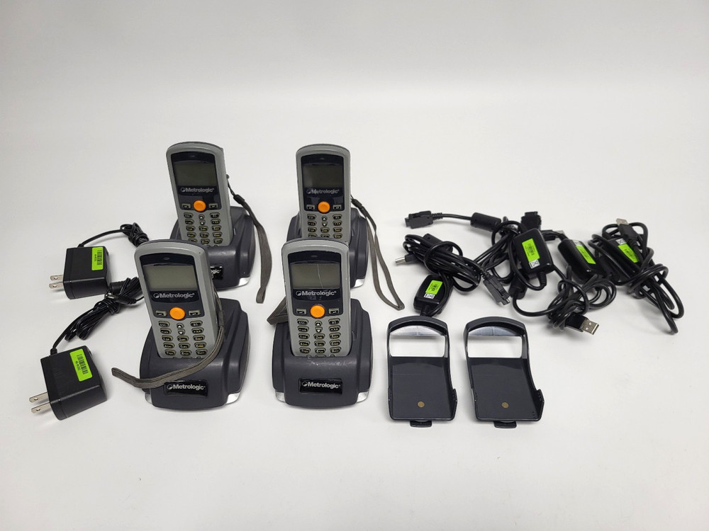 Lot of 4 Metrologic SP5500 Data Collector Inventory Scanner w/Charger Parts