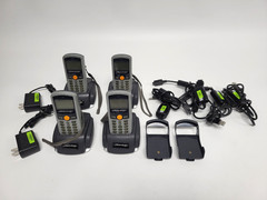 Lot of 4 Metrologic SP5500 Data Collector Inventory Scanner w/Charger Parts