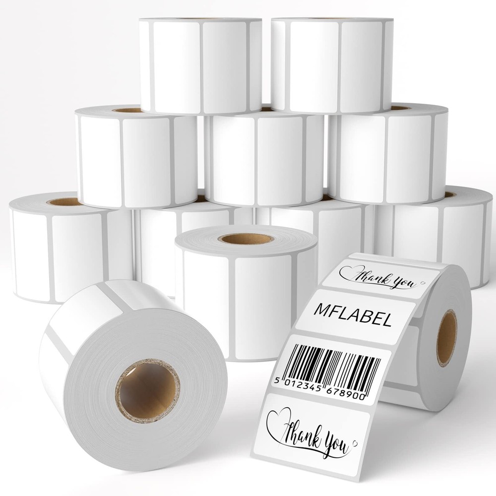 MFLABEL 12 Rolls of 1000 2-1/4 x 1-1/4 Inch Direct Thermal Perforated Shippin…