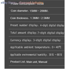 A 1PC Euro, Pound Sterling, Malasia, Dubai Coin Electronic Sorting Machine