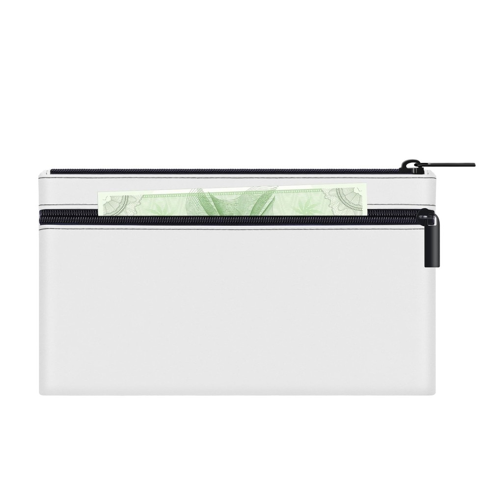 HAUTOCO Money Bag with Zipper 11×6.1 inch Money Pouch with Lined PU Leather Bank