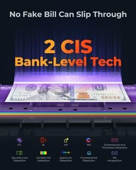 MUNBYN IMC01 Bank Grade Money Counter Machine Mixed Denomination, 2CIS/UV/IR/MG/