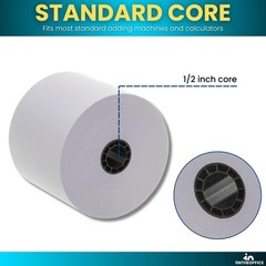 Adding Machine/Calculator Roll, 16 lb, 1/2″ Core, 2-1/4″ x 150 ft, White (3)