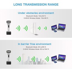 Bluetooth Wireless 1D Barcode Scanner Hands Free CCD Reader Stand DS5000