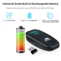 Portable Mini Wireless Bluetooth Barcode Scanner Rechargeable 1D & 2D Scan Gun