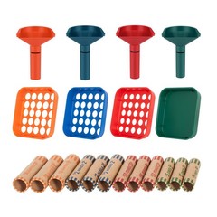 Coin Sorter Tube & Tray – 4 Color Coded Separator Trays and…