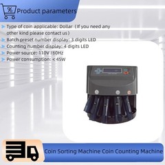 110V Commercial Auto Electronic Counting Change Money Coin Sorter Machine