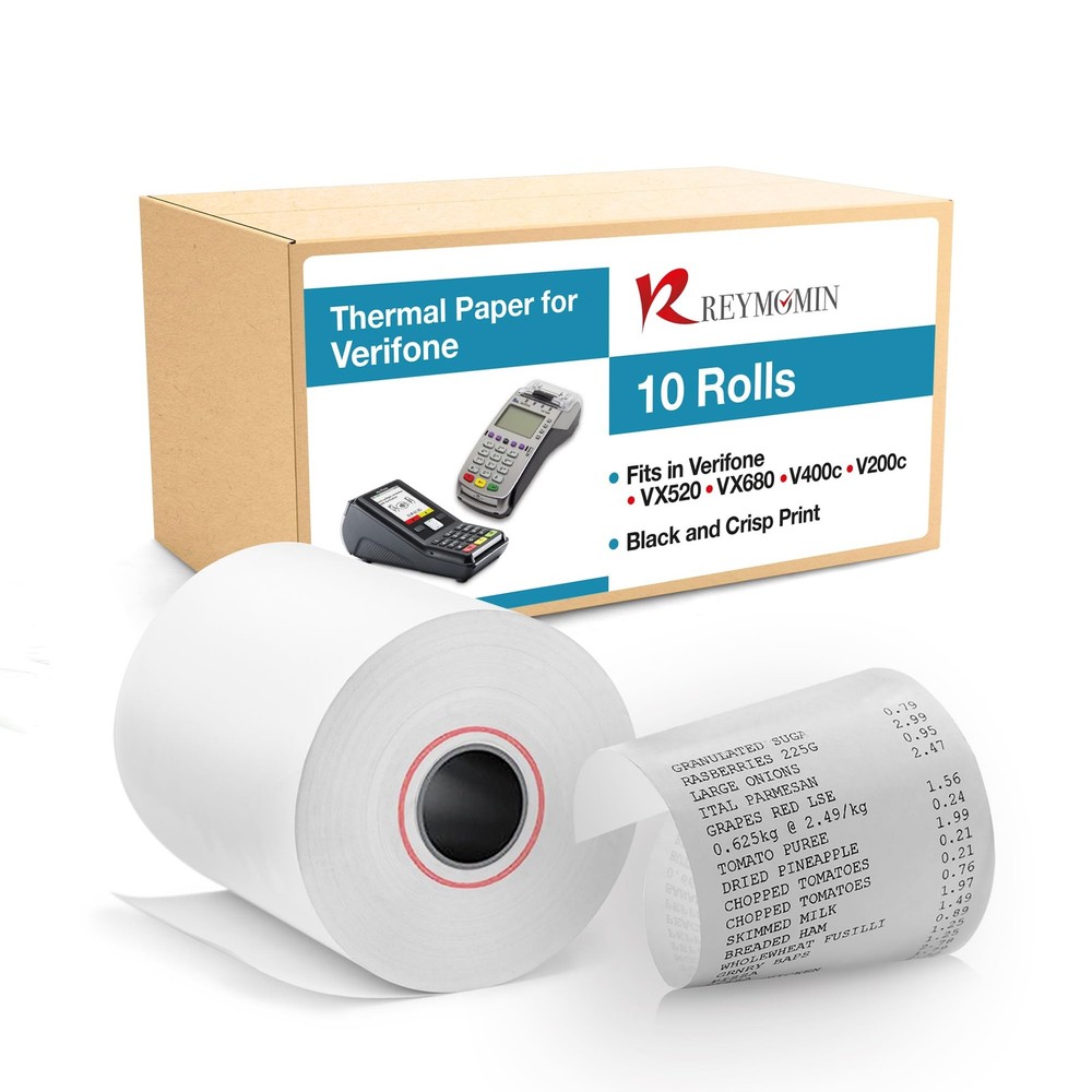 10 PCS Thermal Receipt Paper Rolls Fits Verifone Vx520/Vx680/T650/P400m POS