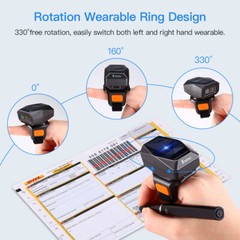 Eyoyo Barcode Scanner 1D Laser Finger Ring Reader Wireless Bluetooth for Iphone