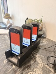 Lot of 3 Toast Go 2 Handheld POS Tablets TG200 with DTC200 Charging Dock
