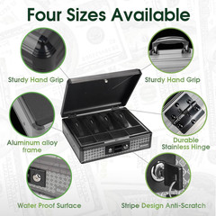 Cash Box with Lock, Money Box with Key Lock & Removable Coin Tray 8.85 * 5.3 * 1