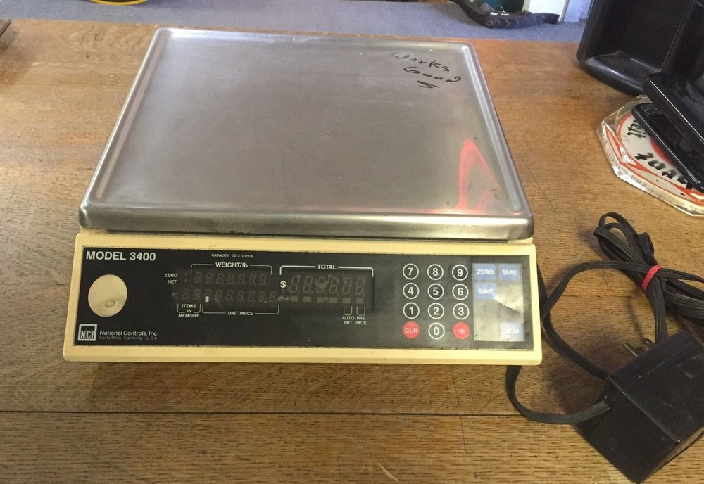 National Controls Commercial Electronic Scale Model 3400 ~ Used ~ Works Fine!
