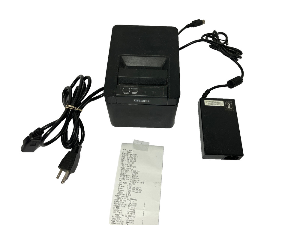 CITIZEN SYSTEMS CT-E301 USB Ethernet RS-232C POS THERMAL PRINTER w/Power Grade C