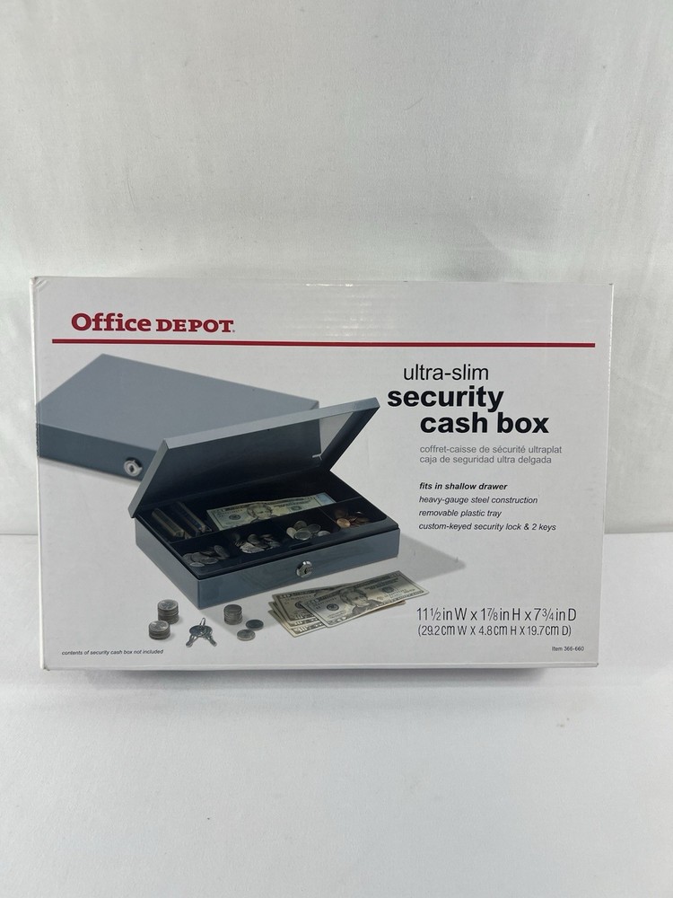 Office Depot Ultra-Slim Cash Box Security Lock 11-1/2 in x 1-7/8 in x 7-3/4 in