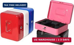 Jssmst Cash Box with Tray – Cash Box with Key Lock Safe Money Box with Cash Tray