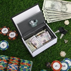 Gambling Metal Box Portable Winners Bank Casino Cash Box with Keys Good Luck Cas