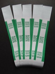 5 – Green $200 Cash Money Self-Sealing Straps Currency Bands
