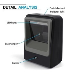 Handsfree 2D 1D Omnidirectional Barcode Scanner Black. SCANNER ONLY