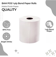 24 Pack 1Ply Bond Receipt Paper Rolls 3 x 150 White Paper Kitchen Impact Printer