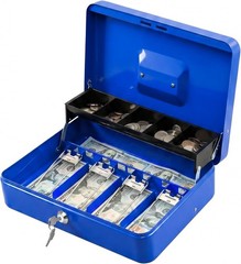 Locking Cash Box with Lock,Money Box with Cash Tray,Lock Safe Box with Key,Blue
