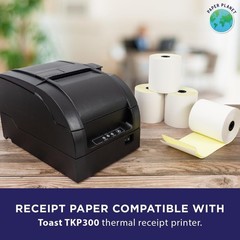 18 Rolls 2-Ply White Yellow Carbonless Paper for Toast Kitchen Printer