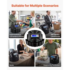 Uimoso Automatic Coin Counter & Sorter,5Denominations,225 Coins/Min, LCD Display