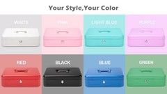 Large Cash Box with Key Lock & Money Tray – Secure Cash Organizer, 11.8″ x 9.5″