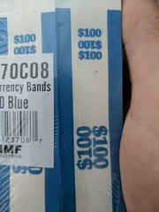 Self Sealing Currency Straps, Money Bands, $100 Blue, 1000 pack