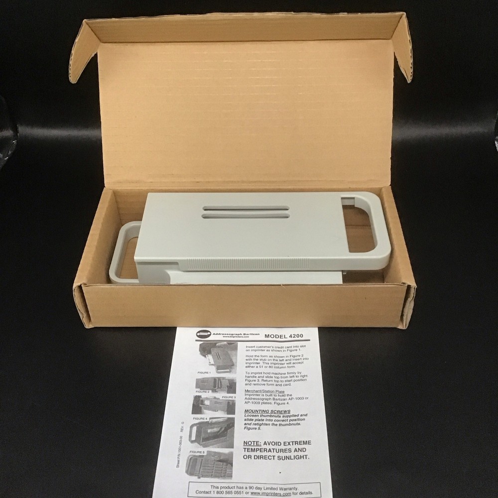 Addressograph Bartizan Portable Model 4200 Credit Card Imprinter Manual Slider