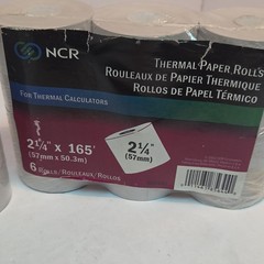 NCR 856445 Thermal Calculator Paper Rolls 2 1/4 in x 165 ft, 12 Rolls