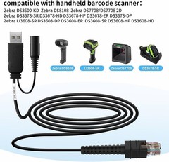 USB Power Cable 3M for Zebra DS3678 LI3608 DS3600 DS3608 DS8108 CBA-U42-S07PAR