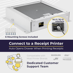 16″ White Cash Register Drawer with Mounting Bracket for POS Systems