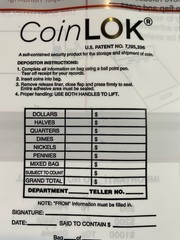 Qty 50 ControlTEK 14.5 x 25 CoinLok, Clear, Dual Handle Deposit Coin Bags sealed