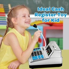 Toy Cash Register Set with Calculator, Microphone, 103 Pieces for Kids Toddlers